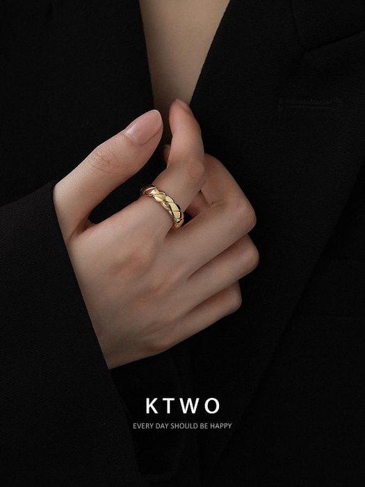 歐美簡約復古戒指女小眾設計k金色時尚氣質食指環輕奢高級感單戒