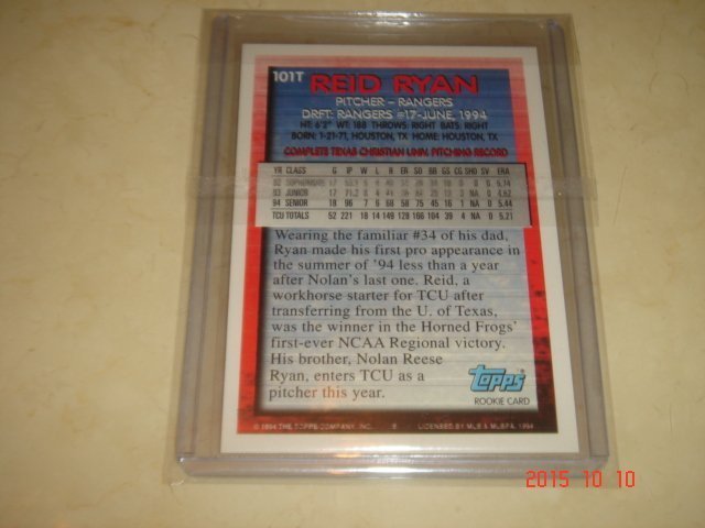 美國職棒 Rangers Reid Ryan 1994 Topps Traded #101T RC  球員卡 新人卡