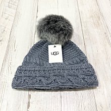 Maple麋鹿小舖 美國購買 UGG 藍灰色球球羊毛帽  ＊ ( 現貨one size )