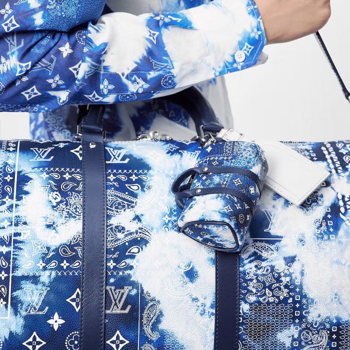 Louis Vuitton Blue Bandana Monogram Keepall 50