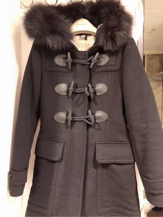 Burberry狐狸毛 牛角釦 大衣 外套