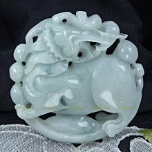 珍珠林~立體雕刻貔貅玉墬掛件/把件/擺件~A貨緬甸翠玉#098