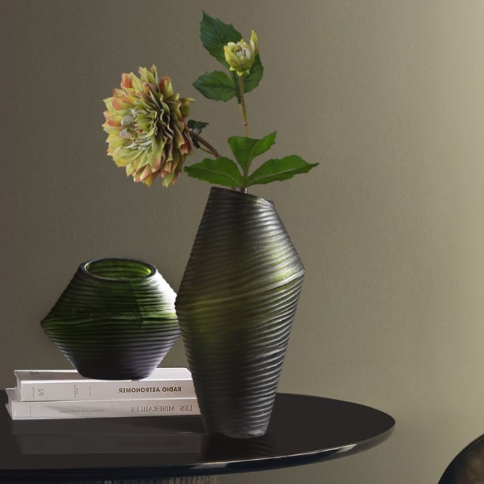 美式簡約玻璃花瓶擺件 創意家居客廳餐廳插花花器樣板間軟裝飾品