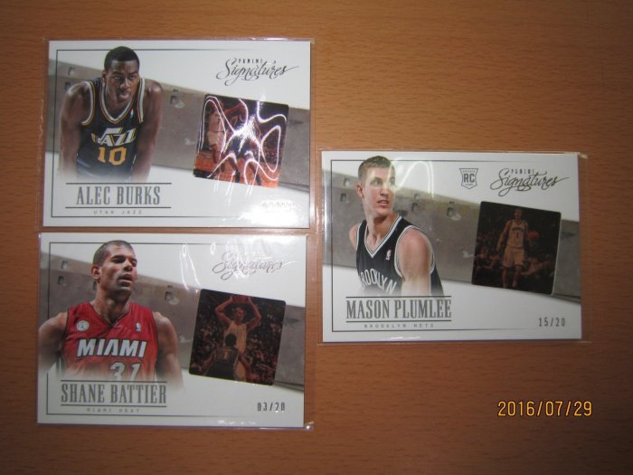 網拍讀賣~~Mason Plumlee/ Shane Battier/ Alec Burks~底片超低限量卡/20~