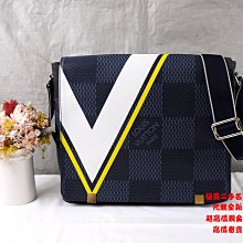 ☆優買二手精品名牌店☆ LV N44004 DISTRICT 美洲盃 藍色 棋盤 格紋 肩背包 斜背包 郵差包 信差包 II