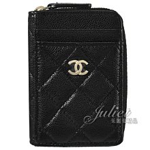 【茱麗葉精品】全新商品 CHANEL 專櫃商品 AP1650 經典雙C LOGO小牛皮卡片零錢包.黑/金