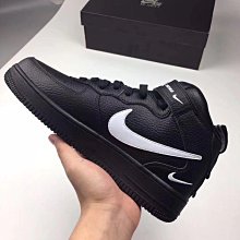 Nike Air Force 1 Mid LV8 黑 高幫 皮革 百搭 休閒運動板鞋 男鞋 804609-001