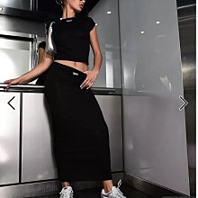 (嫻嫻屋) 英國ASOS-Weekend Collective黑色低腰長裙ED23