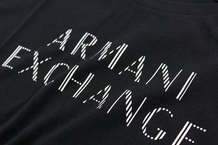 美國百分百【Armani Exchange】T恤 AX 短袖 logo 上衣 T-shirt 設計 黑色 女 H658