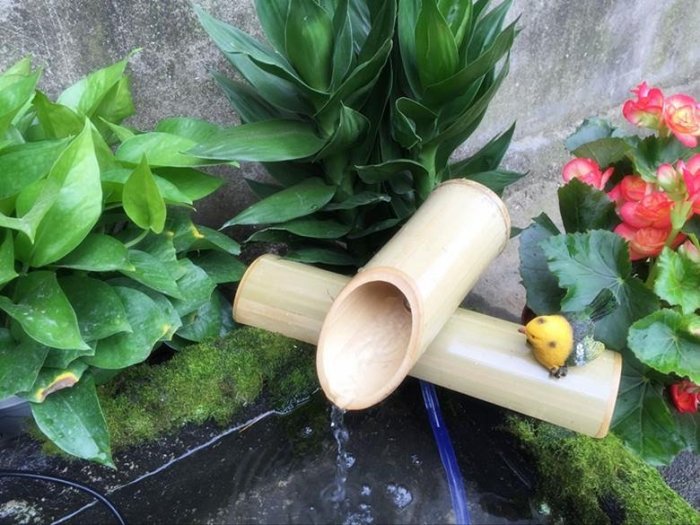 可訂製竹子流水擺件 流水器竹子流水 干竹子擺件造型  魚缸假山石槽流水過濾擺件 庭院