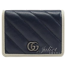 【茱麗葉精品】全新精品 GUCCI 專櫃商品 573811 GG Marmont 釦式牛皮零錢短夾.海軍藍 預購無現貨