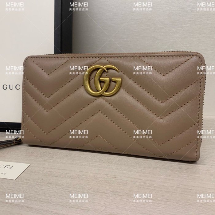 GUCCI Marmont zip around wallet 長夾 裸粉色 裸色 443123