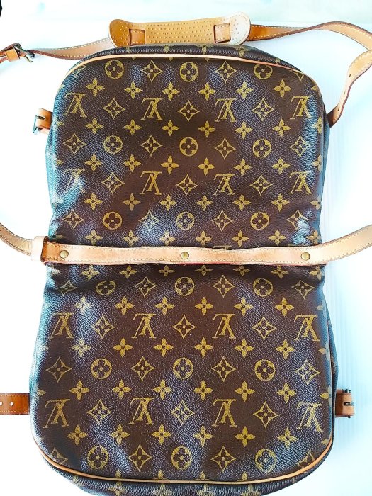 (售?) 真品 Louis Vuitton 路易威登 LV老花雙面馬鞍包 LV原花肩背包 斜背包 $1499 一元起標