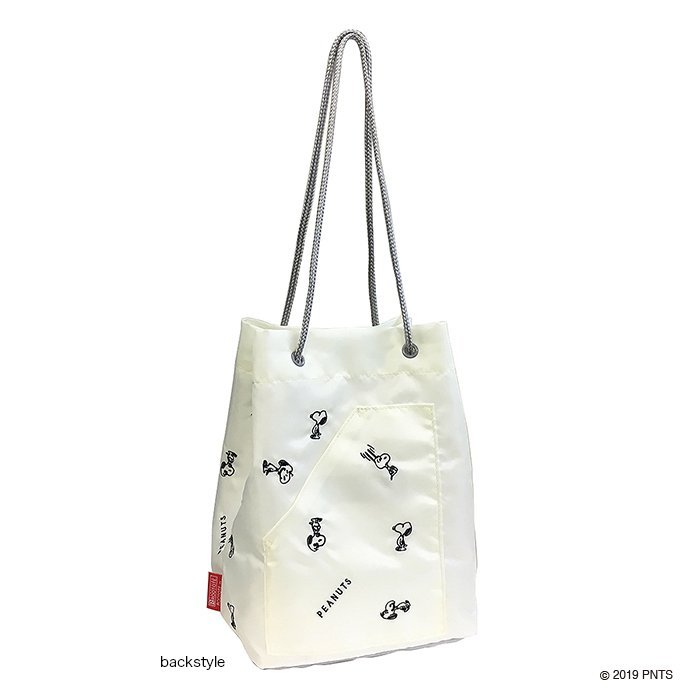 日本ROOTOTE PEANUTS SNOOPY 史努比 刺繡 束口包 手提包 肩背包 黑色/米白色 Baby ROO 4033