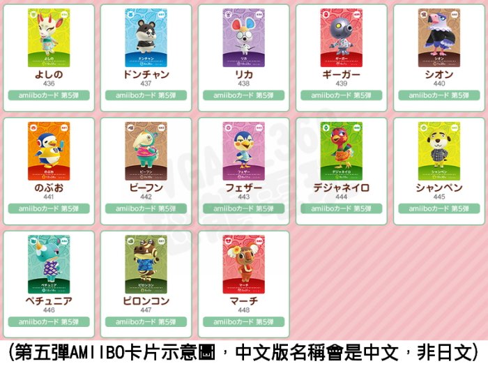 任天堂 AMIIBO NFC SWITCH NS 動物森友會 動物之森 卡片 第五彈 第5彈 中文版 1包3張 台中