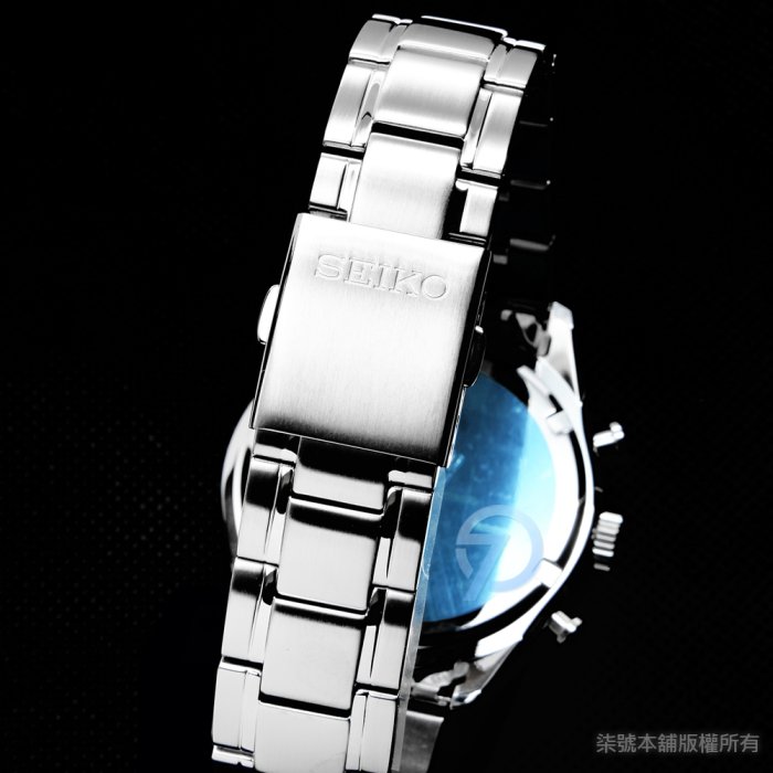 【柒號本舖】SEIKO精工超霸三眼計時賽車鋼帶錶 -銀 # SSB221J1 (日本版)
