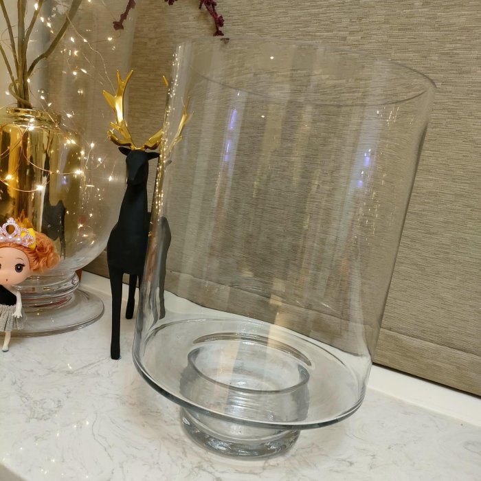 插花玻璃透明容器花居家裝飾藝桌面擺設玄關裝飾圓形花器加厚玻璃花瓶