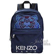 【茱麗葉精品】全新精品 KENZO 5SF300 撞色電繡虎頭帆布休閒後背包.深藍 大 現貨