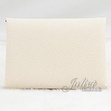 【茱麗葉精品】二手精品【全新未使用商品】HERMES Calvi Duo 雙層釦式零錢卡包/名片夾.白 #0 現貨