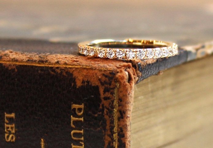 日本訂製18k金鑽石戒指 線戒 tiffany agete 輕珠寶風格