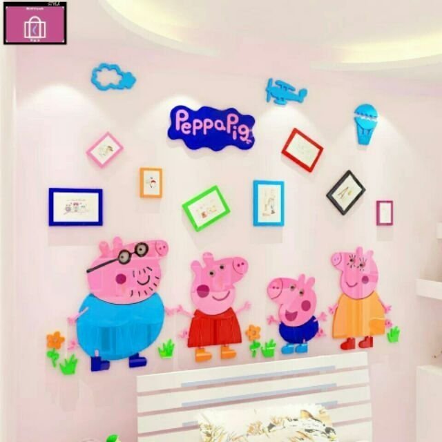可愛佩佩豬 全家福 3D立體壓克力壁貼家庭佈置 室內設計