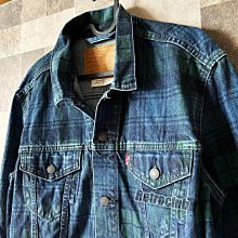Retro CLUB【一元起標】【二手】美國百年品牌 LEVI'S 藍綠配色 格紋設計 牛仔外套 丹寧工裝外套 美式風格 W24502
