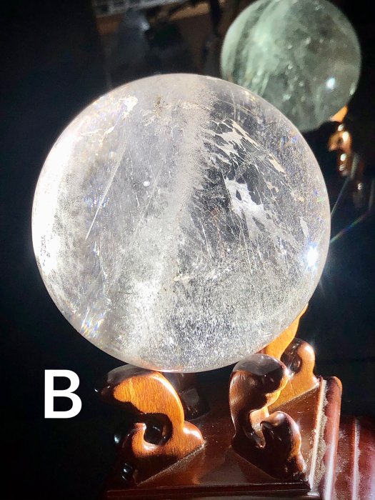 [龍彩寶石] 白水晶球 白水晶 編號B (附質感木座) 風水擺件-1.56kg