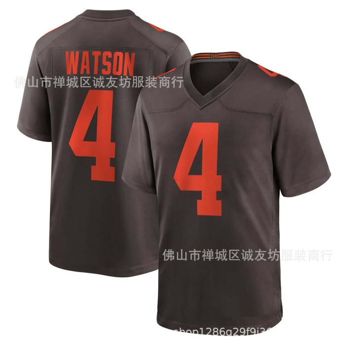 現貨球衣運動背心NFL橄欖球球衣 布朗 4 白色1946 Browns Deshaun WatsonJersey