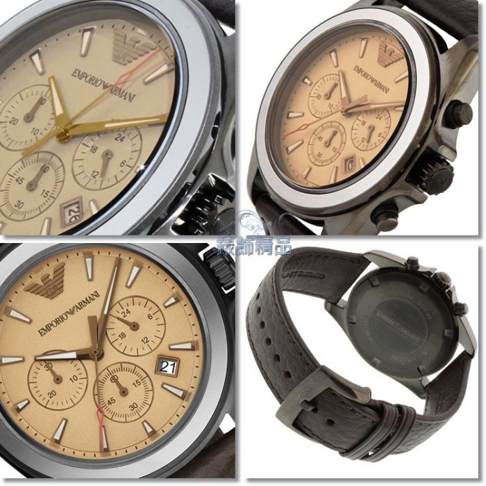 【錶飾精品】ARMANI手錶 AR6070 亞曼尼表 駝色面三眼計時日期咖啡皮帶男錶 全新原廠正品