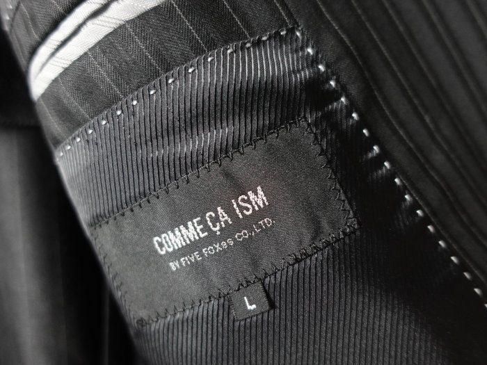 日本品牌 COMME CA ISM 黑色條紋 羊毛混紡 休閒西裝外套 L號