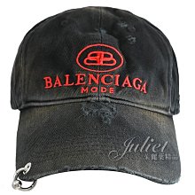 【茱麗葉精品】全新精品 BALENCIAGA 巴黎世家 專櫃商品 661885 電繡LOGO毛邊做舊風棉質棒球帽.黑 現貨