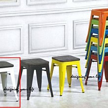 【設計私生活 】工業風方型木面鐵凳、餐椅-白(部份地區免運費)E系列119W