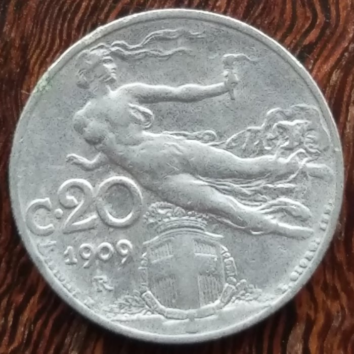 義大利  1909  艾曼紐三世    20c  鎳幣  362