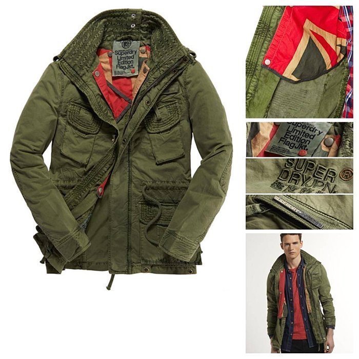 限量特價 英國 極度乾燥 superdry Flag M65 軍裝 復古水洗 正義綠大衣 夾克 外套 風衣 SML 無印