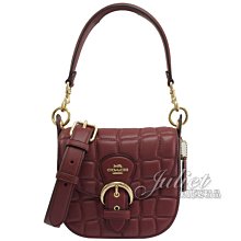 【茱麗葉精品】全新精品 COACH 專櫃款 C7838 KLEO 絎縫造型翻蓋肩斜兩用馬鞍包.櫻桃紅 現貨