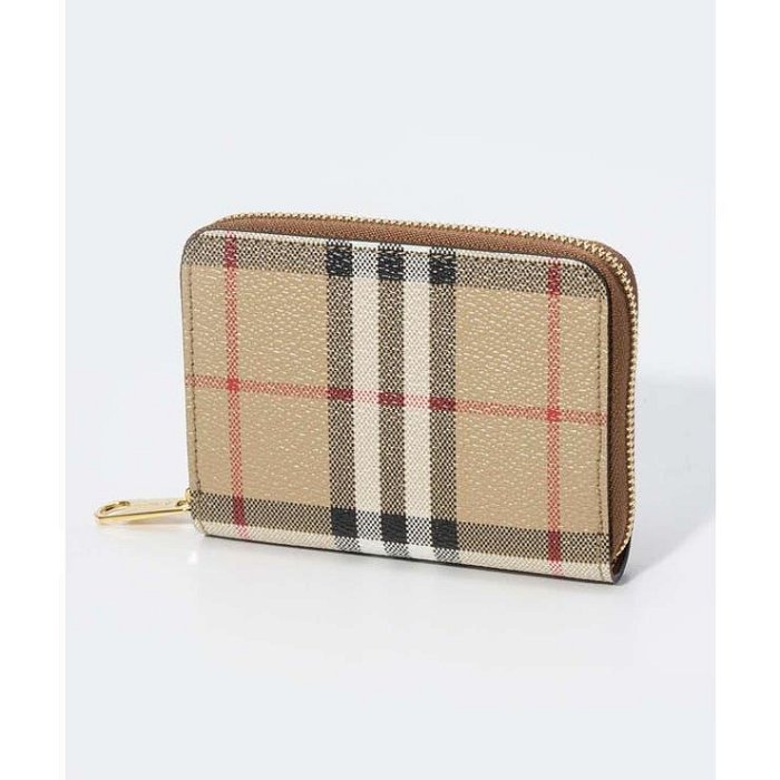 【折扣預購】24春夏正品Burberry Vintage Check Zipped米色格紋拉鍊短夾零錢包8070600