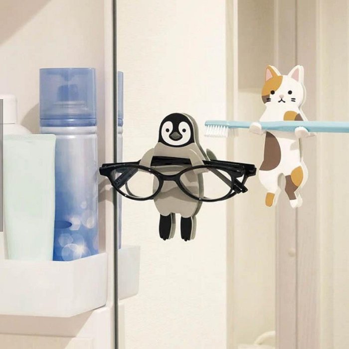 三毛貓 萬用掛鉤 眼鏡座 浴室 洗手台 自黏性 日本正版