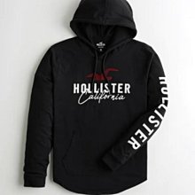 HCO Hollister 海鷗 長袖 車繡貼布logo 薄帽T 現貨 黑色 美國姐妹屋