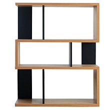 [ 家事達 ] SA-2183NB: 厚板三層收納展示書櫃(北歐原木色+黑色) 特價