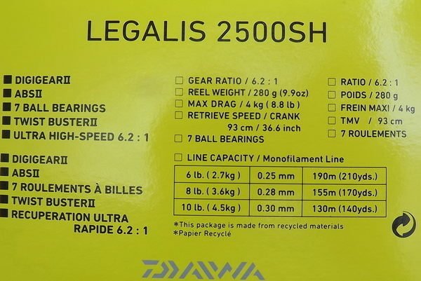 最新 DAIWA LEGALIS 2500SH 7培林高速捲線器 另有4000SH (1)