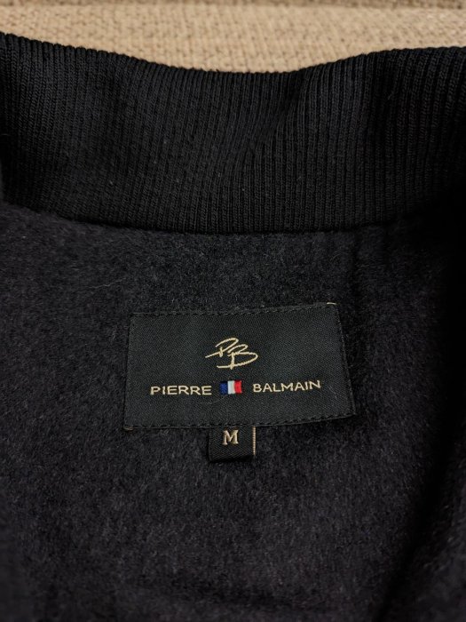 PB Pierre Balmain 皮爾帕門 黑色毛呢刷毛保暖外套  立領防寒夾克外套