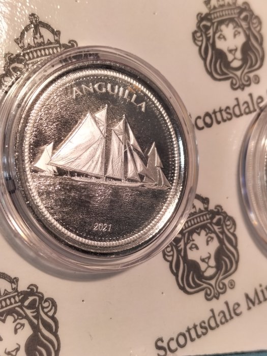 2021 Anguilla Sailing .999 1英兩BU銀幣（現貨, 全新未使用）