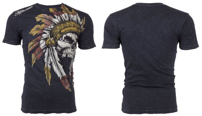 @50%OFF@ AFFLICTION T-SHIRT 破壞仿舊短T SKULL 印地安 骷魯含運