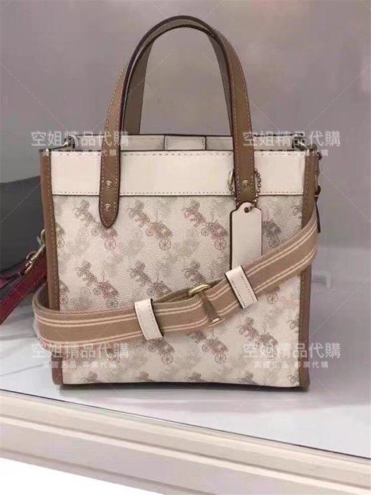 空姐代購 Coach 3866 熱賣新款 Field Tote22 馬車印花 女士小號子母包 托特包 寬長肩帶 附購證