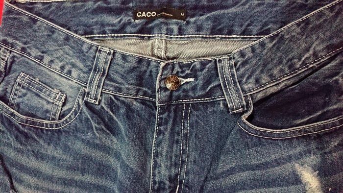 （今日購買價550 ）超好看收藏品- 極新 美式品牌 CACO 刷色破壞油漆八分男友褲 M /無彈