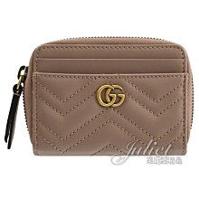 【茱麗葉精品】全新精品 GUCCI 專櫃商品 671772 GG Marmont 小牛皮拉鍊零錢卡包.芋粉色 現貨