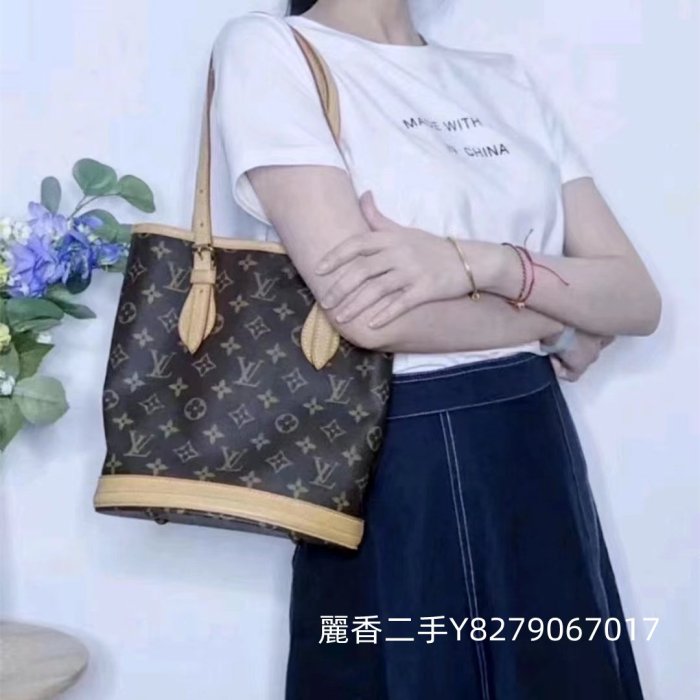 麗香二手 LV 路易威登 老花水桶包 中古包 Vintage 子母水桶包 手提包 肩背包 M42238