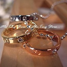 Little Ting Store: 3個似卡地亞戒環圈圈水晶鑽短項鍊串鏈珠頸鍊 鎖骨鏈