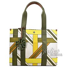 【茱麗葉精品】【全新商品】TORY BURCH 專櫃商品 148663 帆布撞色印花肩背托特包.綠邊 現貨