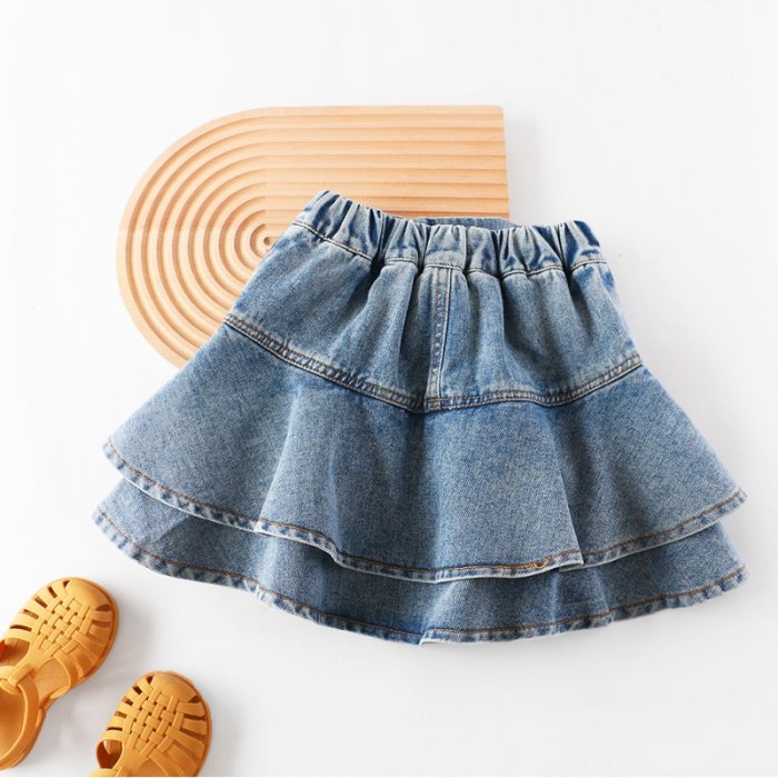 【Girl】 JC BABY 甜美多層牛仔短裙褲(藍色) #B2303316